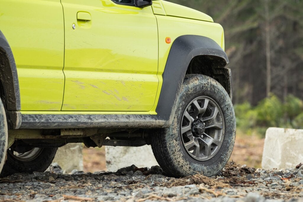 Close detail of the Suzuki Jimny 5-door's wheel