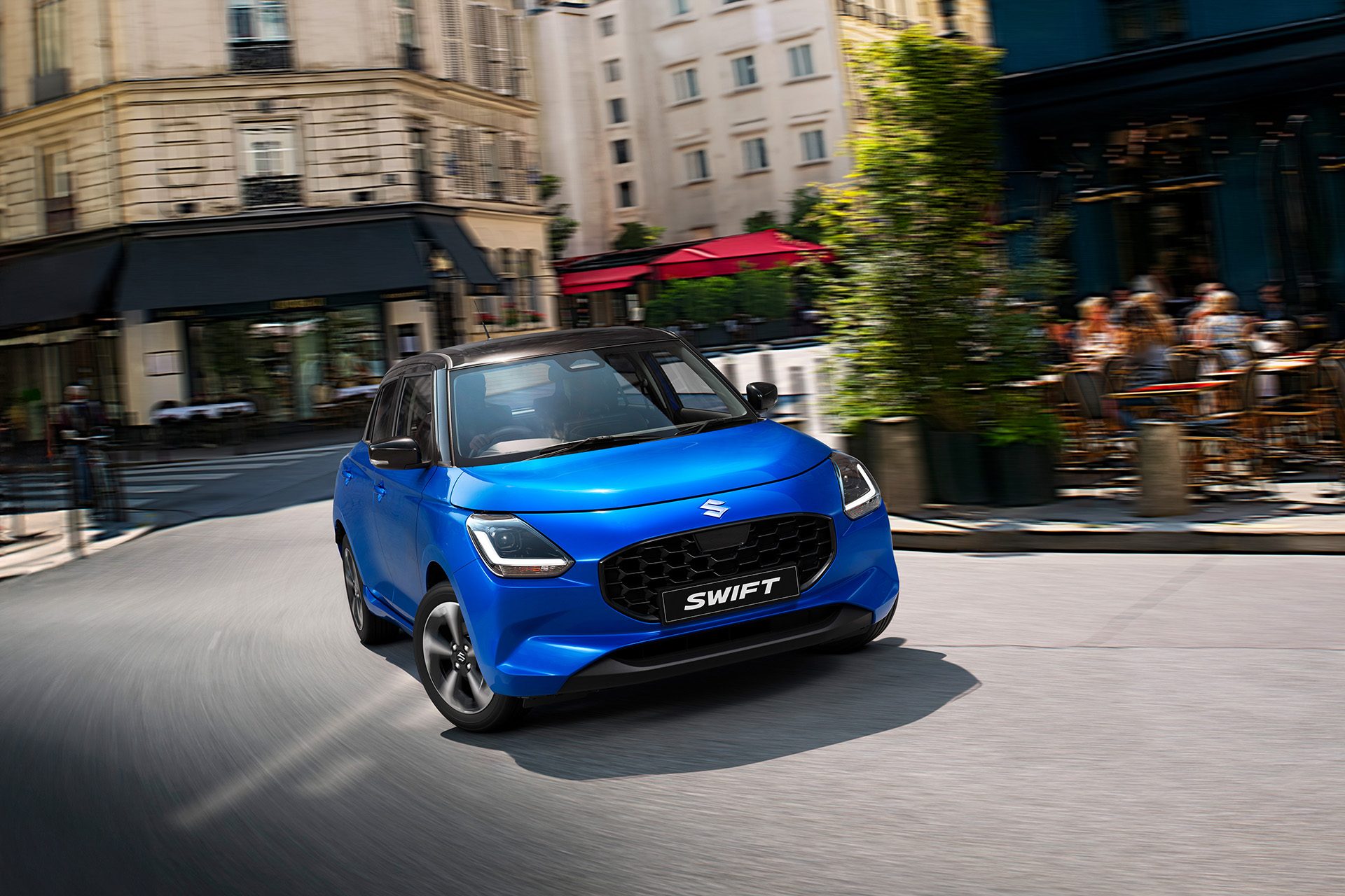 Swift cornering in town.
