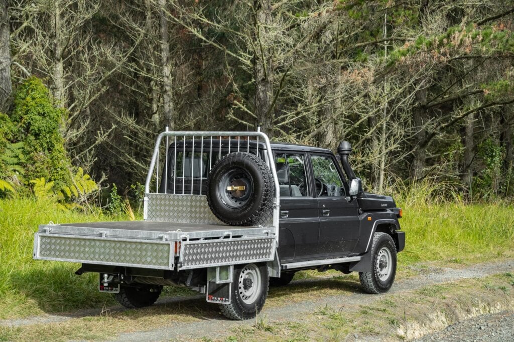 Folded down ute tray of the Toyota Land Cruiser 70 LT Double Cab