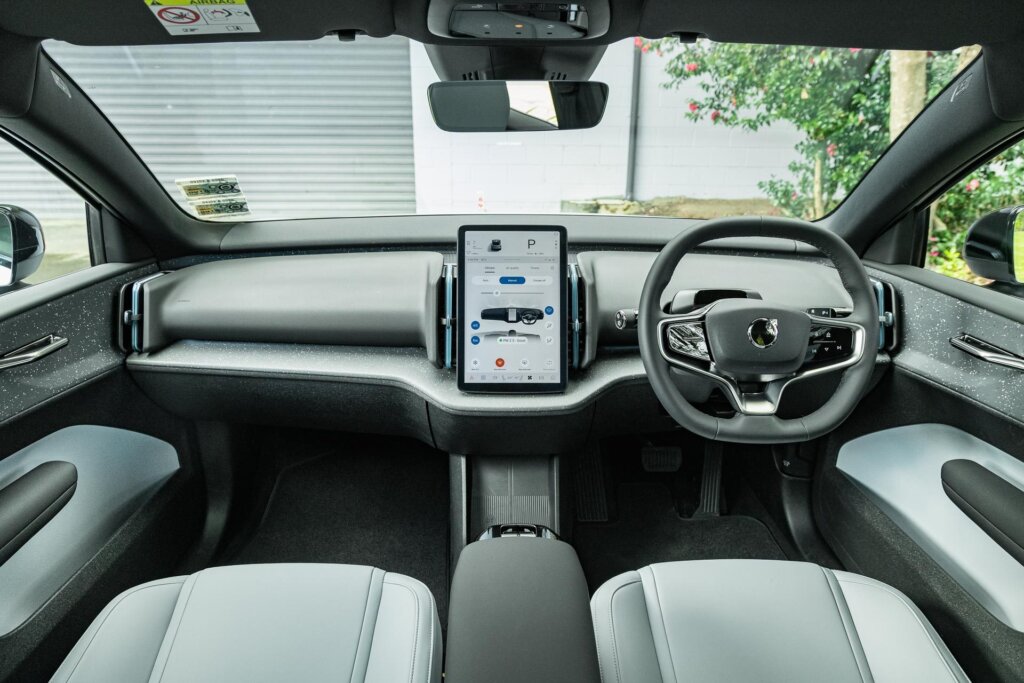 Wide interior view of the Volvo EX30 Twin-Motor Performance's interior