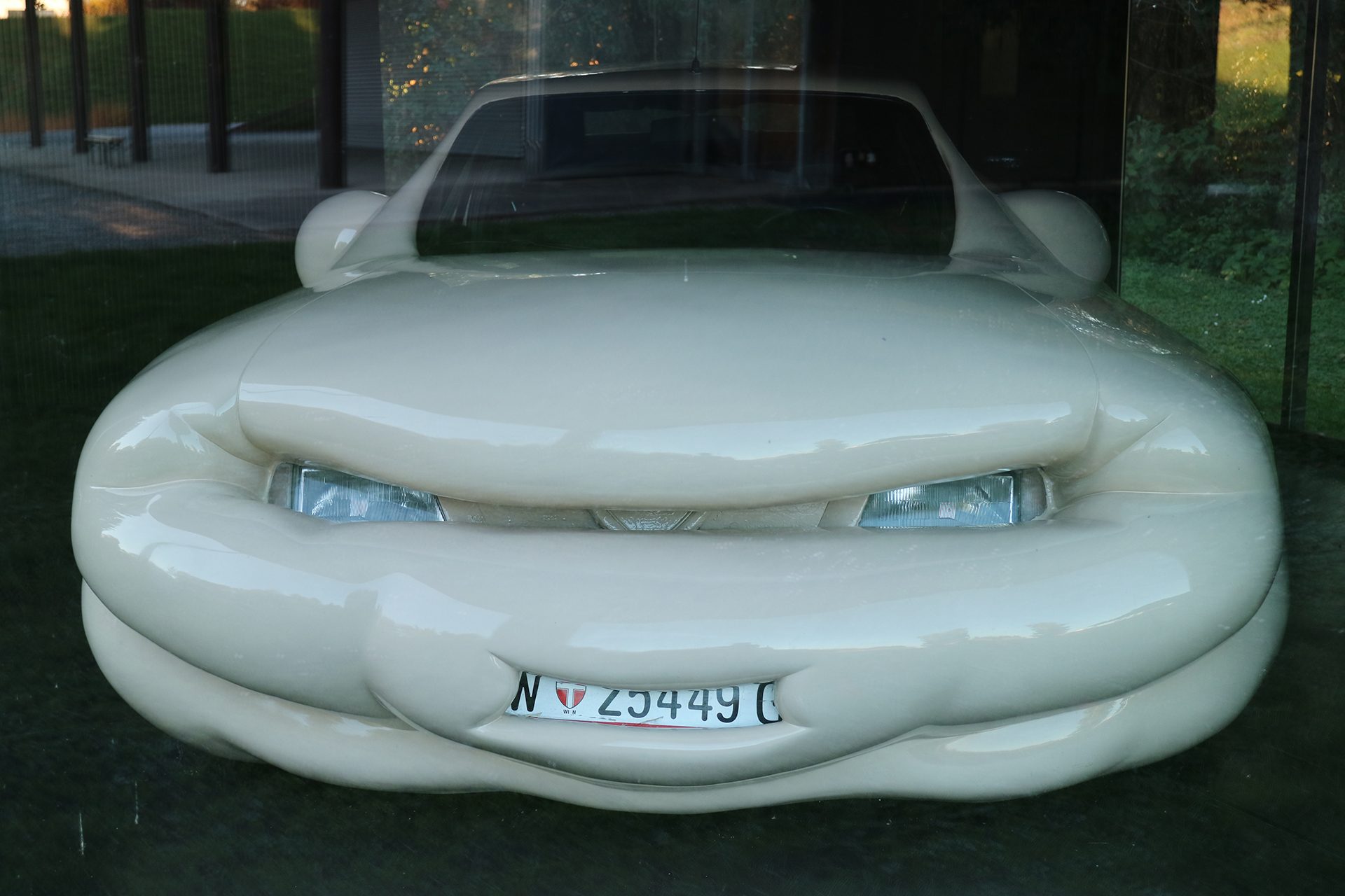 Cartoon car suggesting some glandular problem has caused a weight blowout.