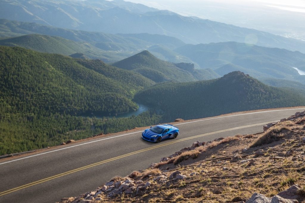 Overhead shot of E-Ray on a mountain pass.
