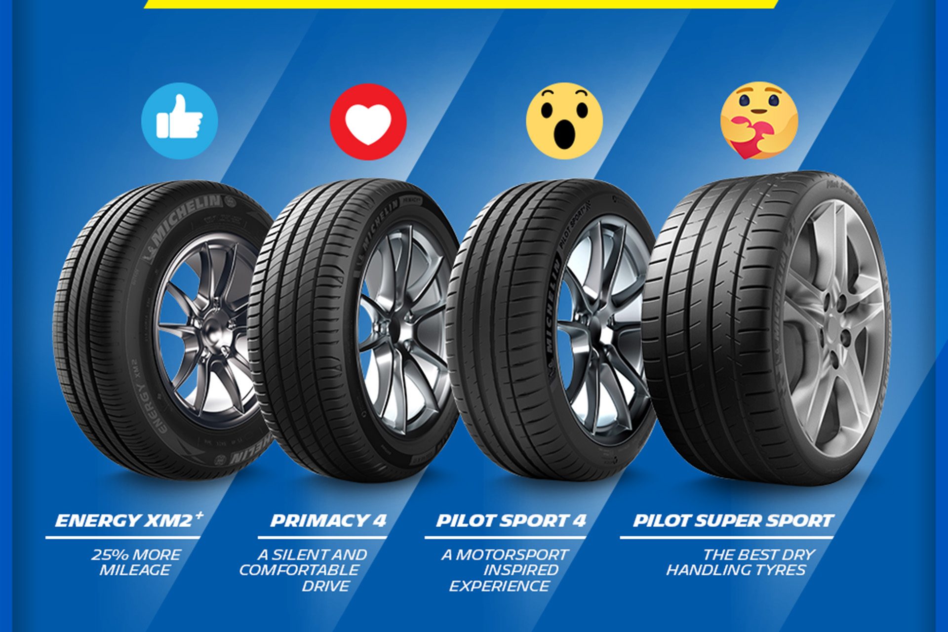 Four examples of Michelin tyres available.