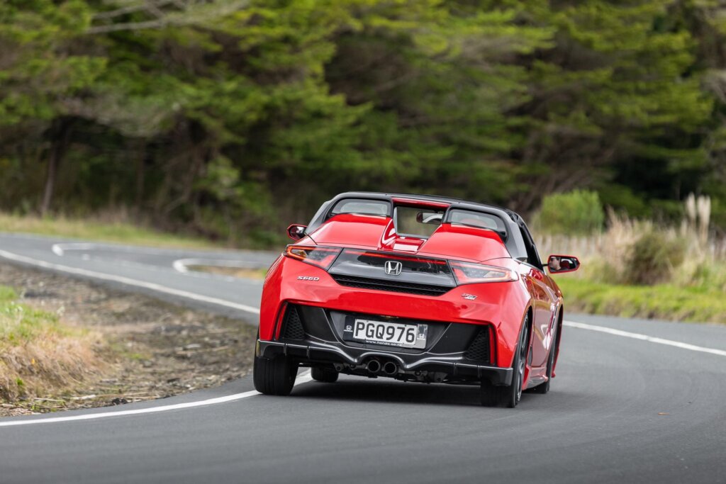Rear cornering shot of the Honda S660 Mugen RA
