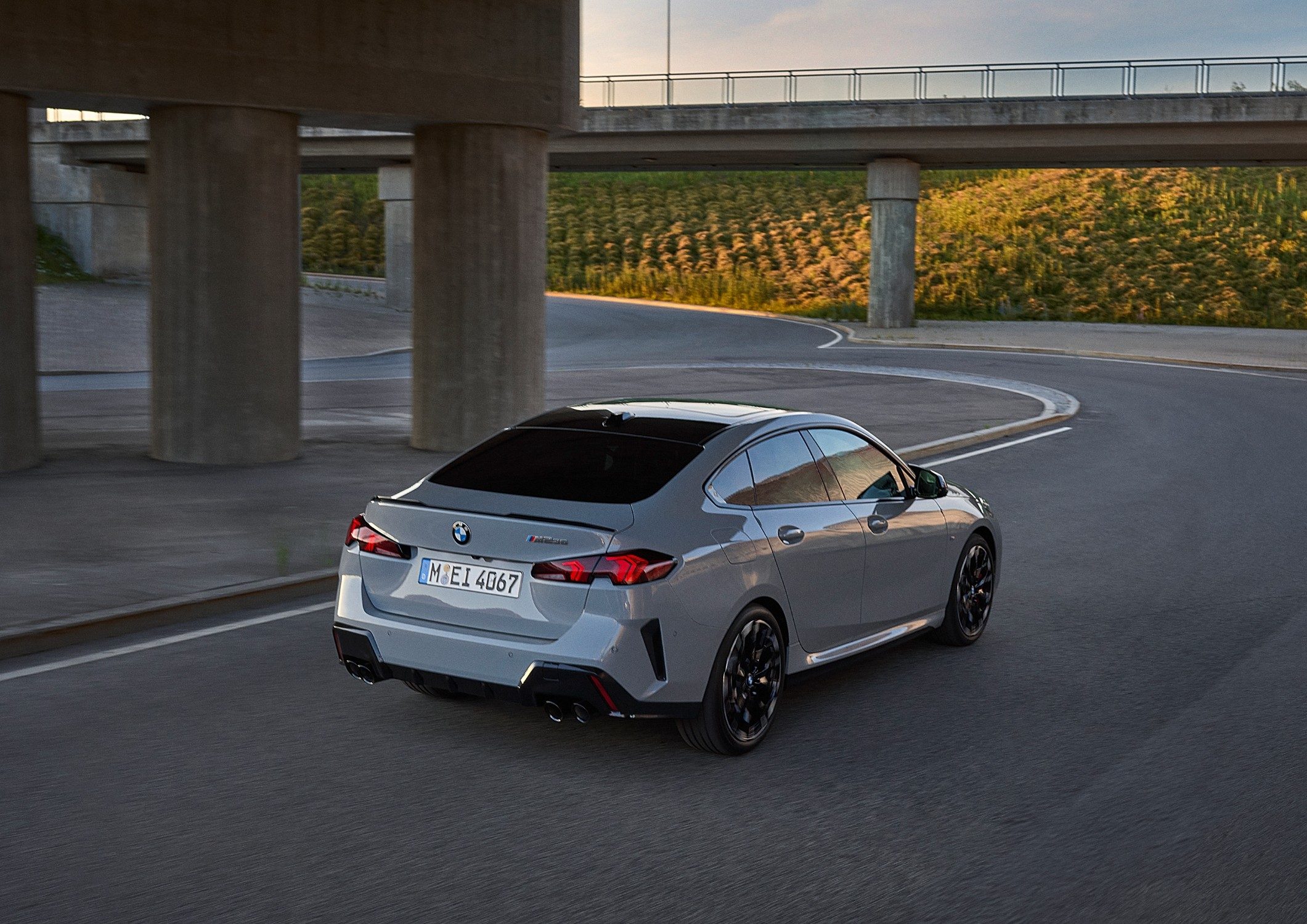Four exhausts give the dame away for the M235 model.