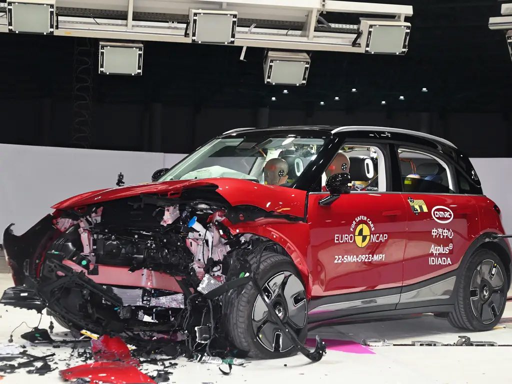 Smart #1 after frontal crash testing.