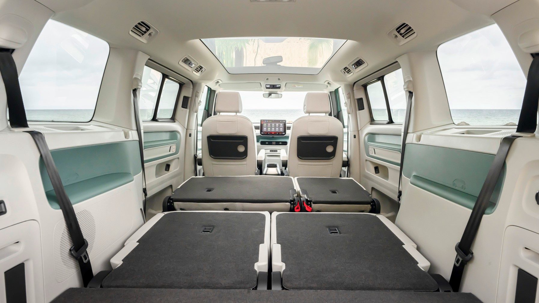 What the interior of the ID.Buzz looks like with all rear seats out of action.