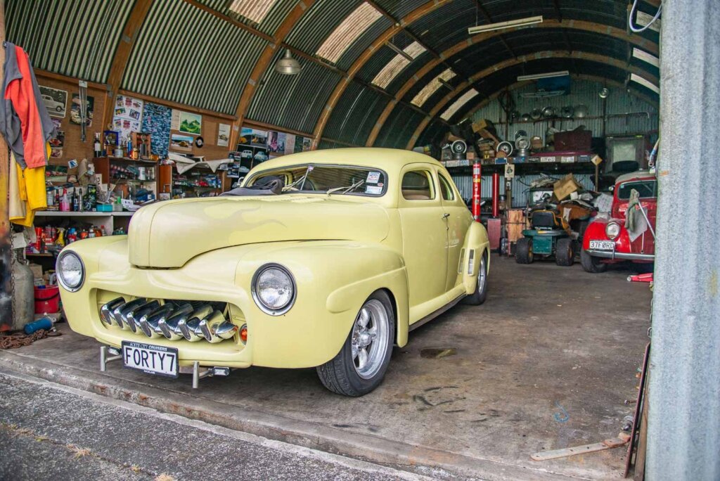 Ford 47 in yellow with flames