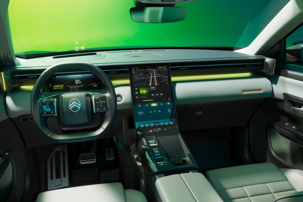 What the cabin looks like from behind the front seat.