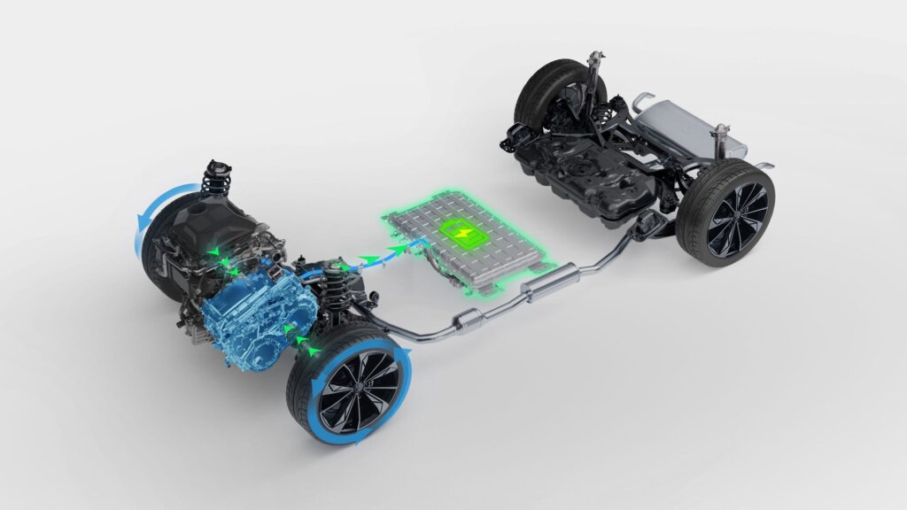 The HS Hybrid+ 1.8kWh battery lies under the floor amidships.