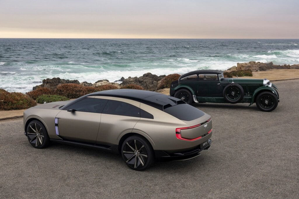 The two Bentleys from different centuries shot on 17 Mile Drive.