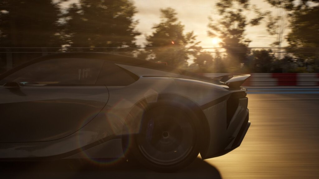 The only shot of the car that isn't a static, with aero spoiler deployed.