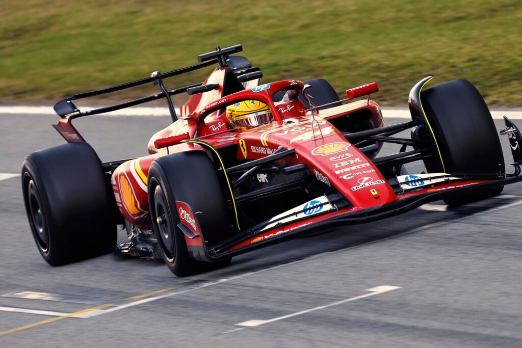 Hamilton and Ferrari at a test session earlier this year.
