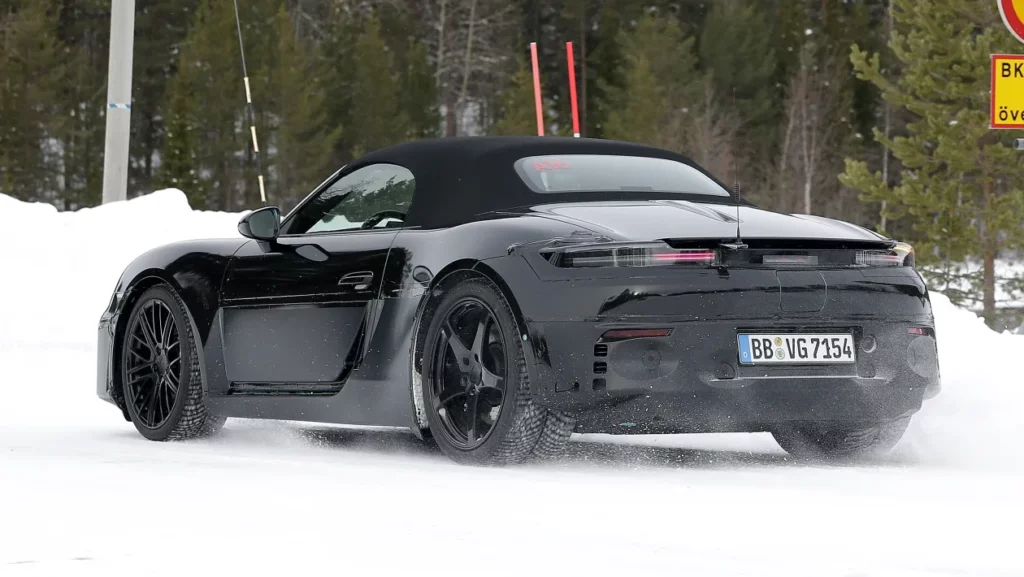 The rear of the new 718, which will soon be available with electric or ICE power.