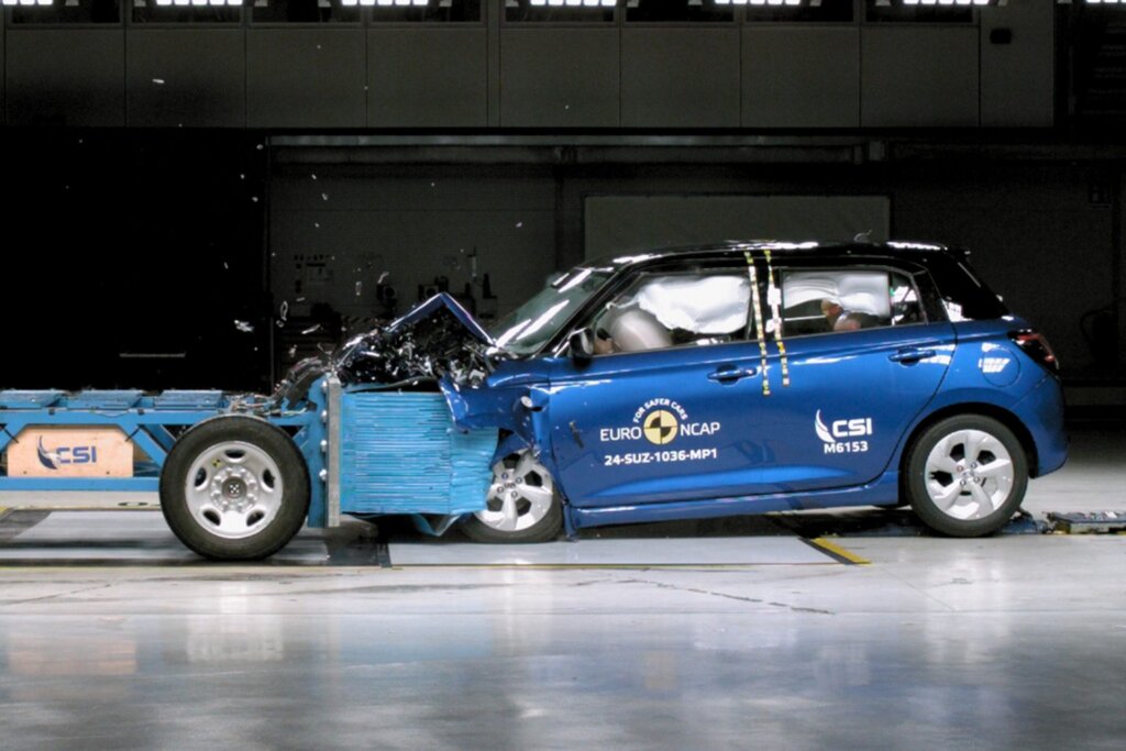 Full on frontal crash test with passenger cell looking intact.