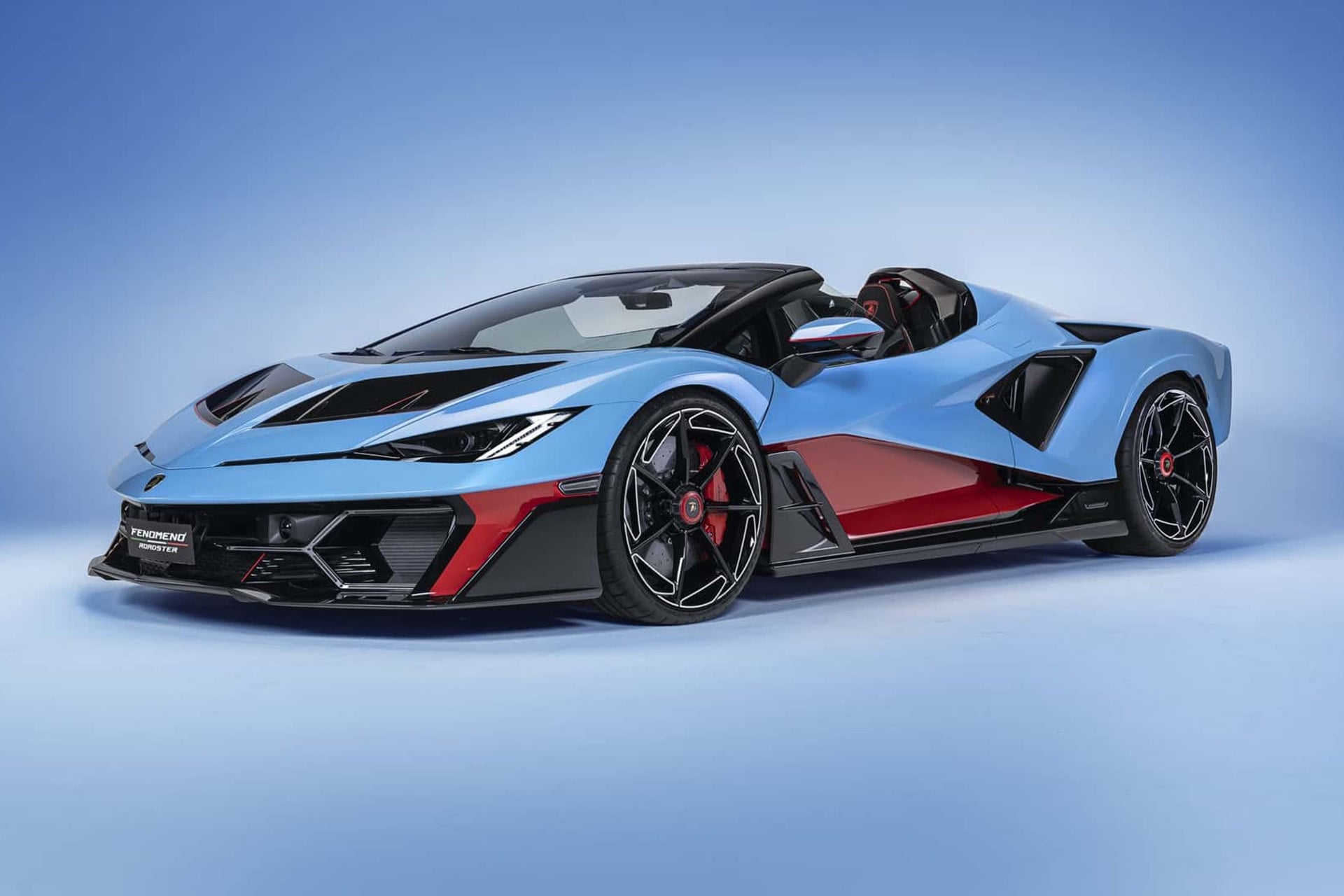 Lamborghini roadster in blue on blue