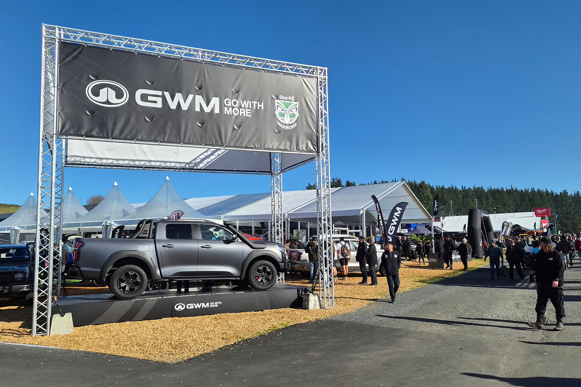 GWM stand at Fieldays under blue skies