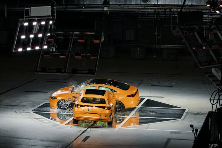 orange merc crashing