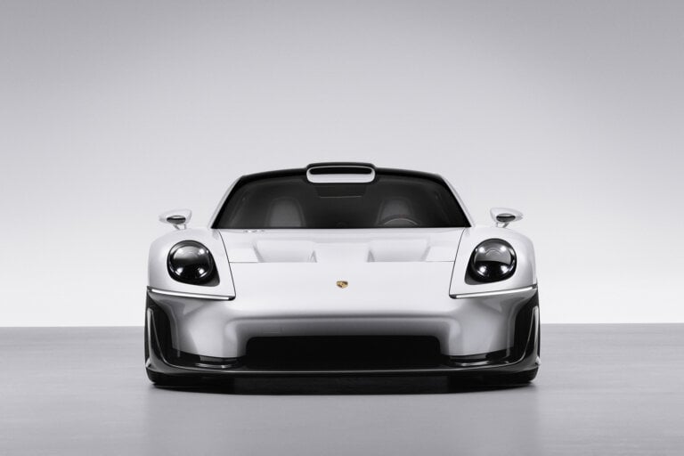 White Porsche on white background