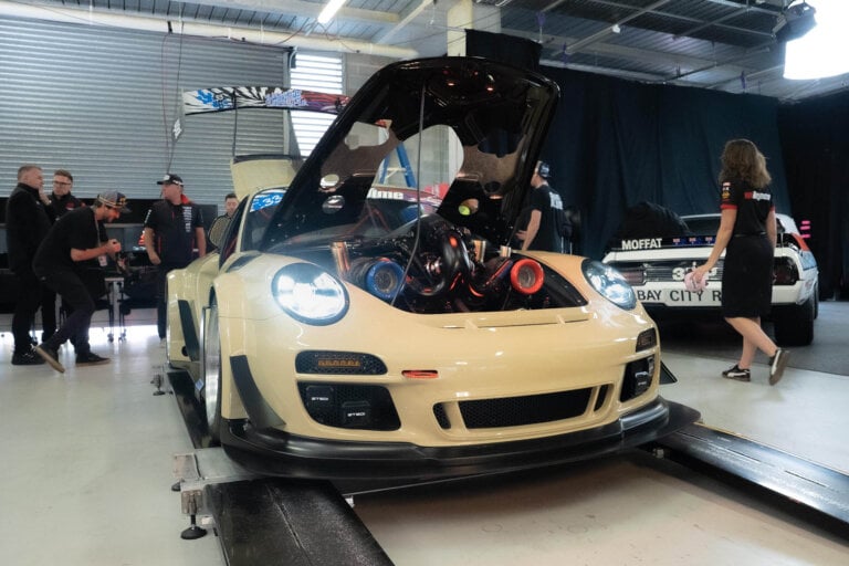 Beige Porsche with a V8 under the bonnet